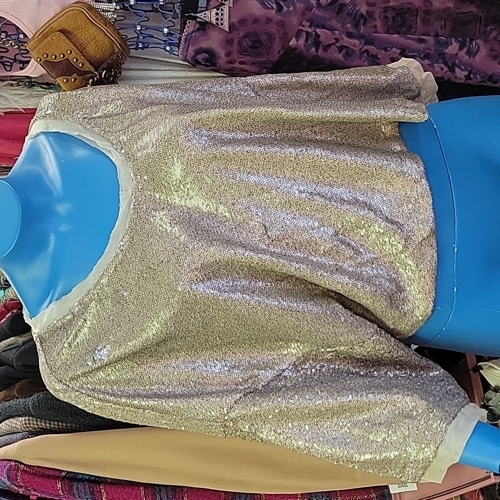 Free People oversized gold sparkly top